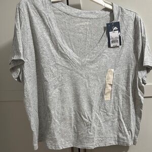 Gray V-Neck Women's Top